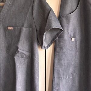 Figs dark heather demin scrub set